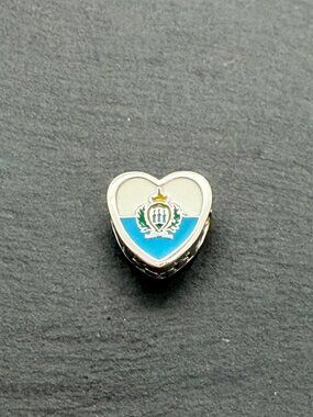 Pandora San Marino Flag Heart Charm Sterling Silver Jewelry